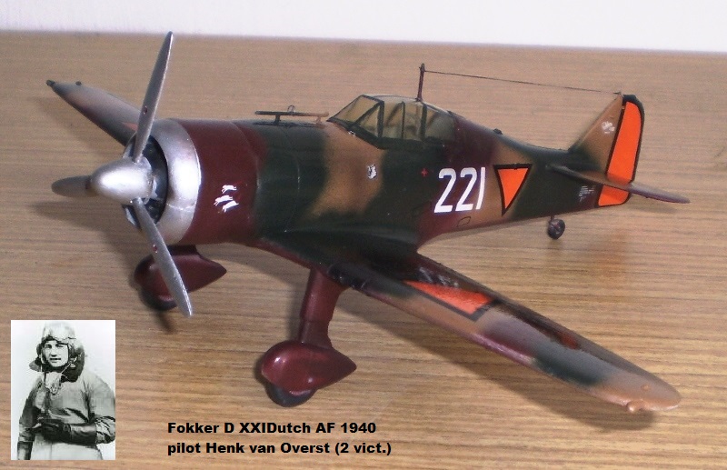 Fokker D XXIDutch AF 1940 pilot Henk van Overst (2 vict.)