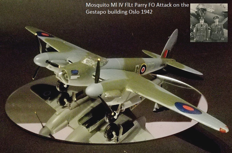 Mosquito Ml IV FlLt Parry FO Attack on the Gestapo building Oslo 1942