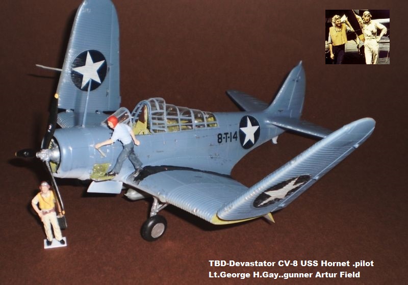 TBD-Devastator CV-8 USS Hornet .pilot Lt.George H.Gay..gunner Artur Field