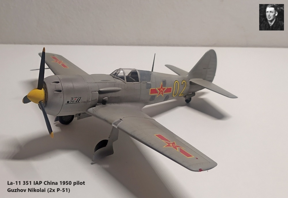 La-11 351 IAP China 1950 pilot Guzhov Nikolai (2x P-51)