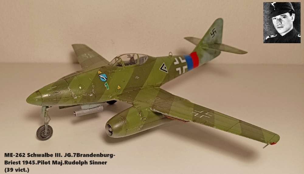 ME-262 Schwalbe III. JG.7Brandenburg-Briest 1945.Pilot Maj.Rudolph Sinner (39 vict.)