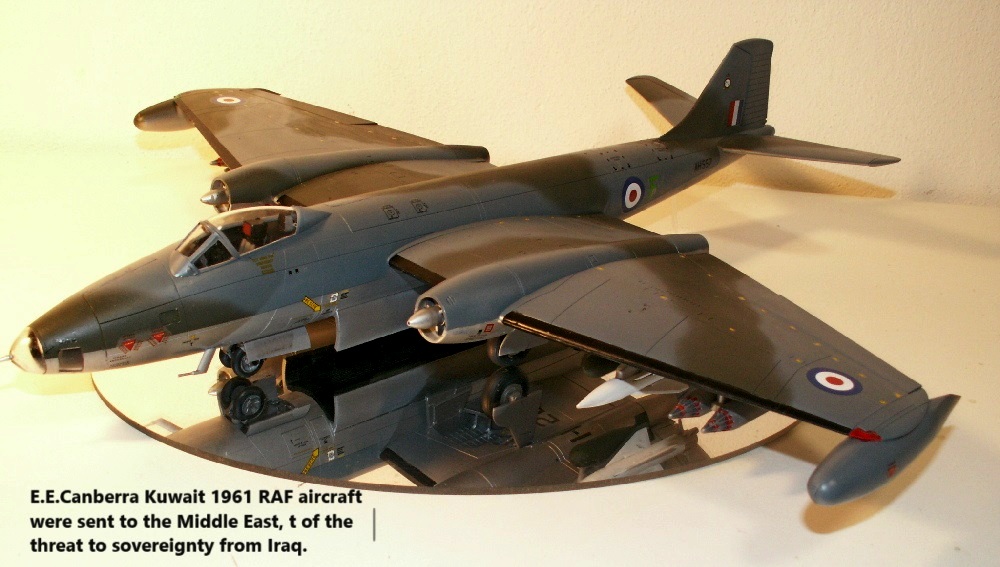 E.E.Canberra Kuwait 1961 RAF aircraft were sent to the Middle East, t of the threat to sovereignty from Iraq.