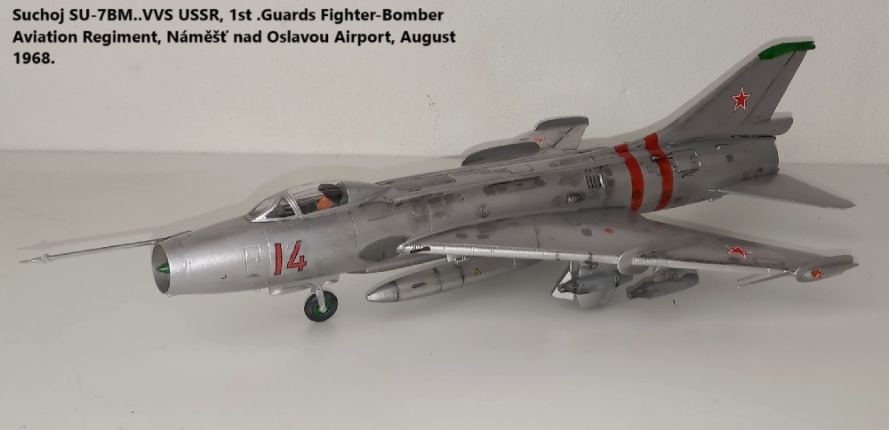 SU-7BM..VVS USSR, 1st .Guards Fighter-Bomber Aviation Regiment, Náměšť nad Oslavou Airport, August 1968.